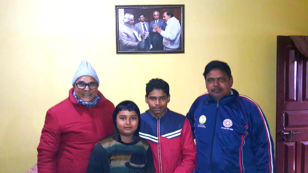 Dr.Madhepuri along with his grandson Aditya & Anand Vijay along with his father Prof. Anil Kumar (RPM) at Vrindavan Madhepura.
