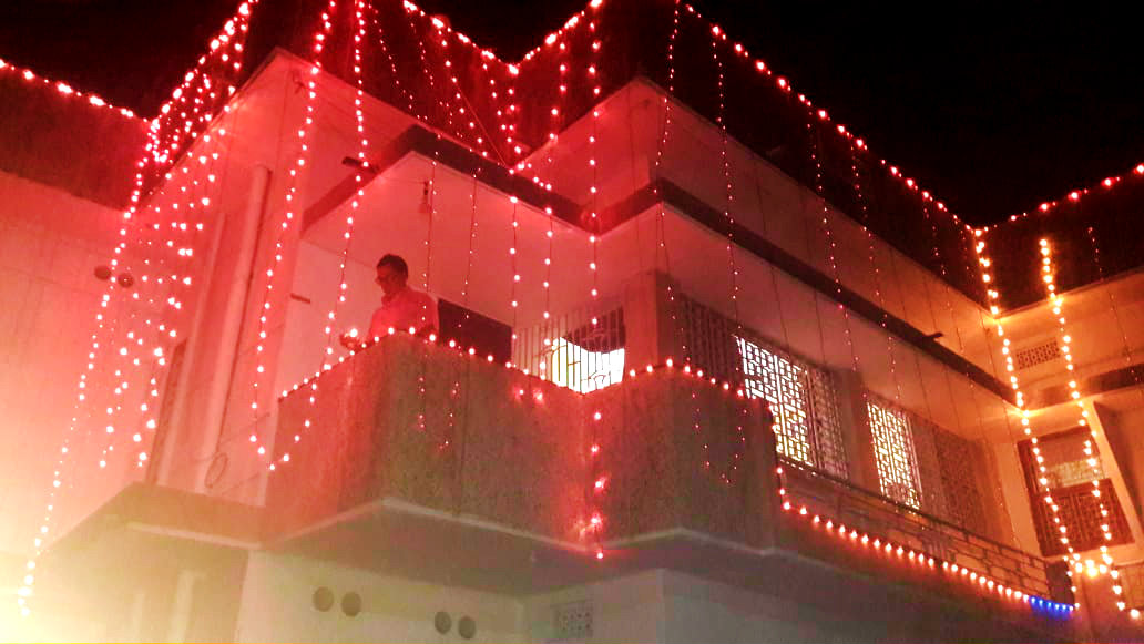 Dr.Madhepuri Celebrating Diwali at his residence Vrindavan.