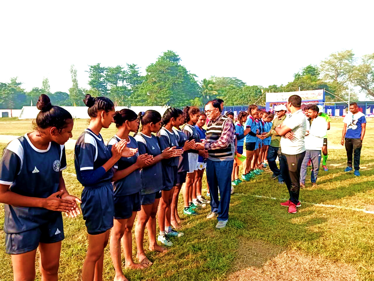Dr.Madhepuri being aquainted with Rugby Players at the ground of BN Mandal Stadium, Madhepura.